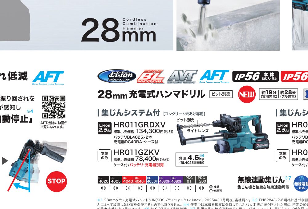 HR011GのAFT・3モード切替・ブラシレスモータの公式資料