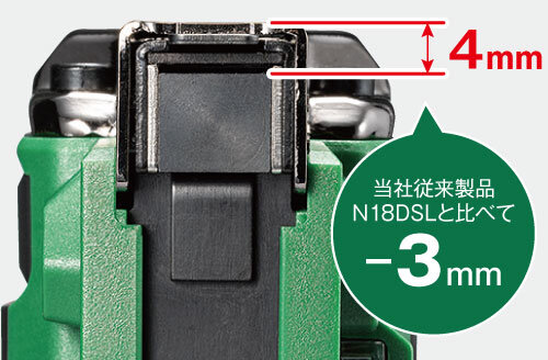 HiKOKI N1810DAの隅打ち性能を示す公式画像