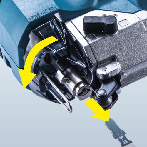 JV0800Kの工具レスブレード交換機構