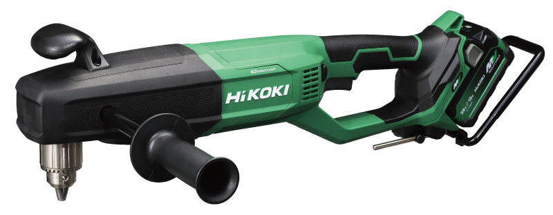 HiKOKI D36DYAコードレスアングルドリルの横長本体とサイドハンドル
