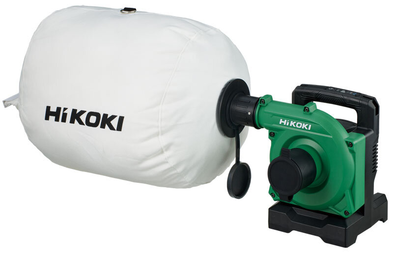 HiKOKI R3640DA本体に18Lダストバッグを接続した外観